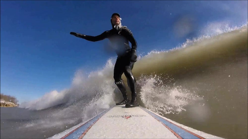 Nicholas Hade with the Milwaukee Chapter surfing