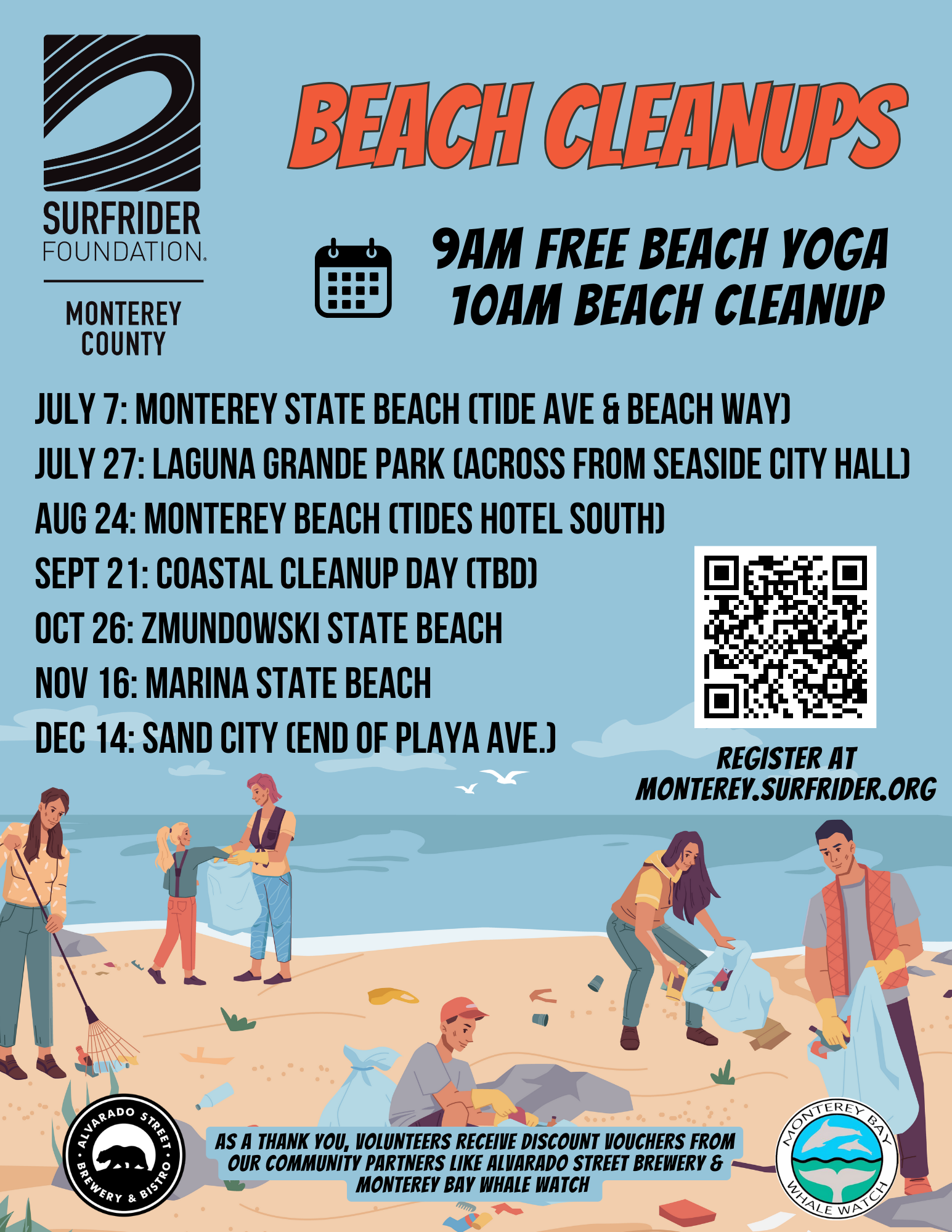 Blue Orange Minimal Illustrative Coastal Clean-up Campaign Flyer