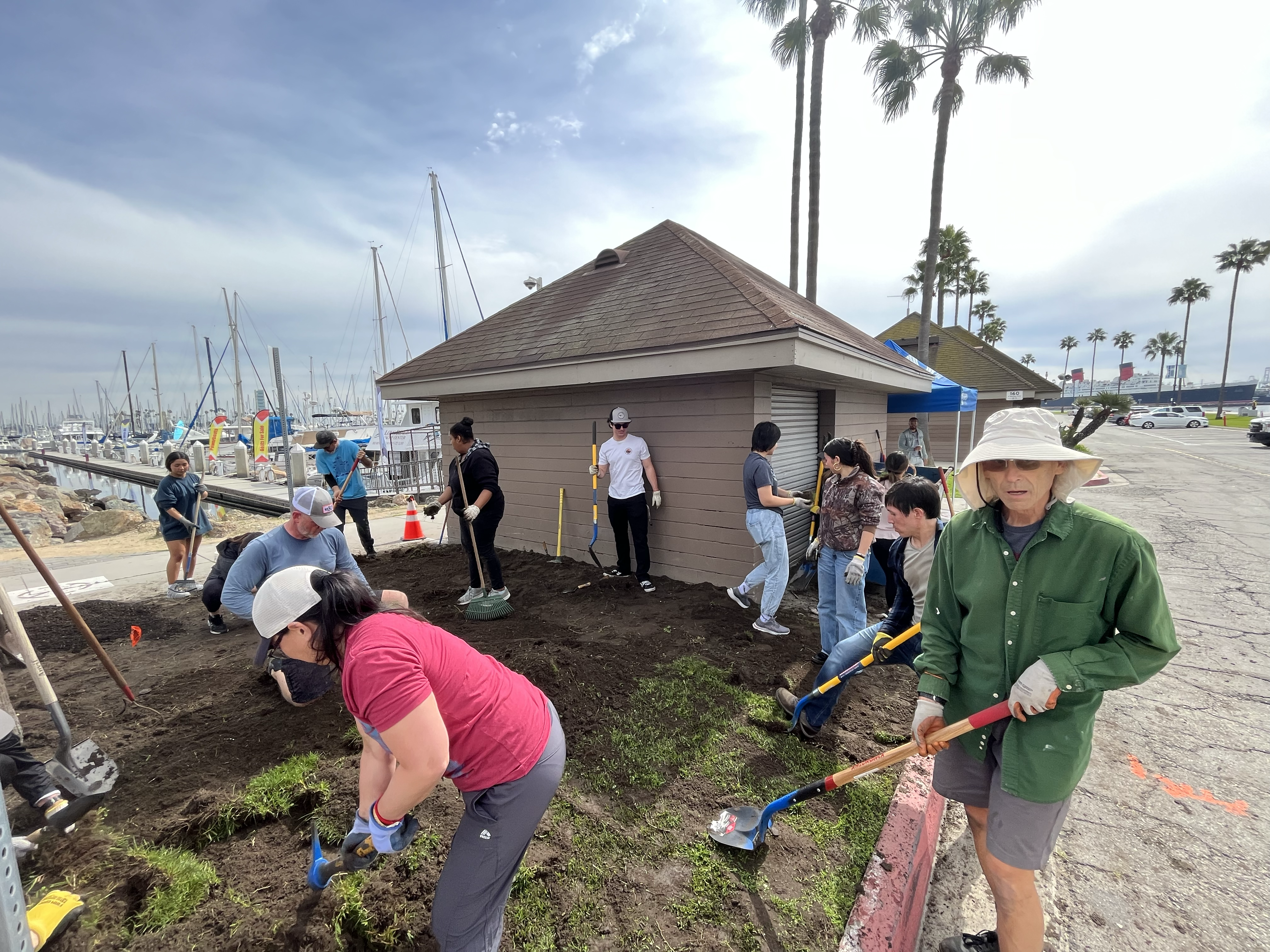 OFG volunteers removing grass