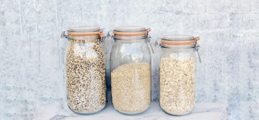 Reusable jars filled with bulk foods