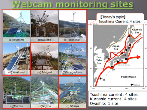 Outside the US, Dr. Isobe and his team monitor 9 other sites using web cameras