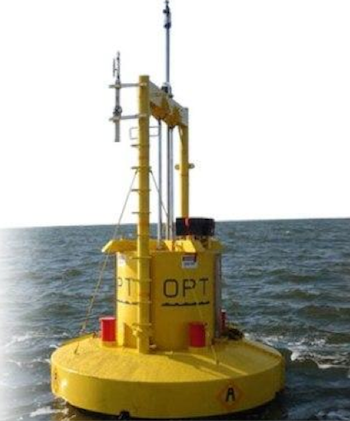 A wave energy test buoy floats off the coast of Oregon