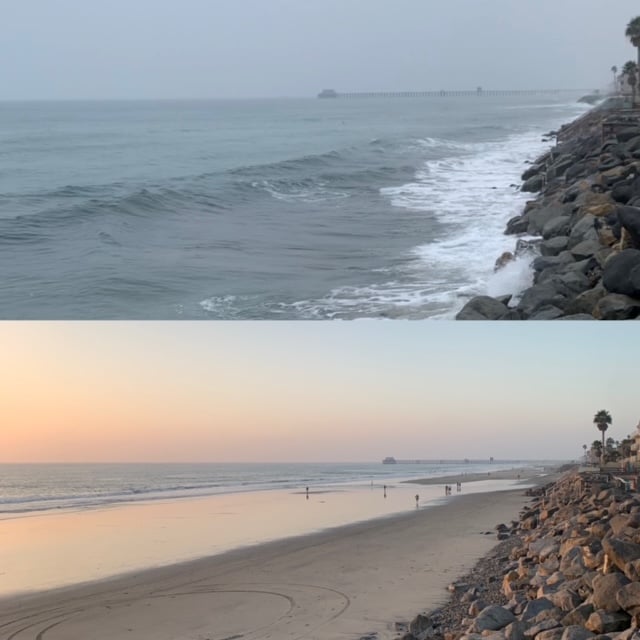 King high and low tide comparison in South Oceanside, 2021