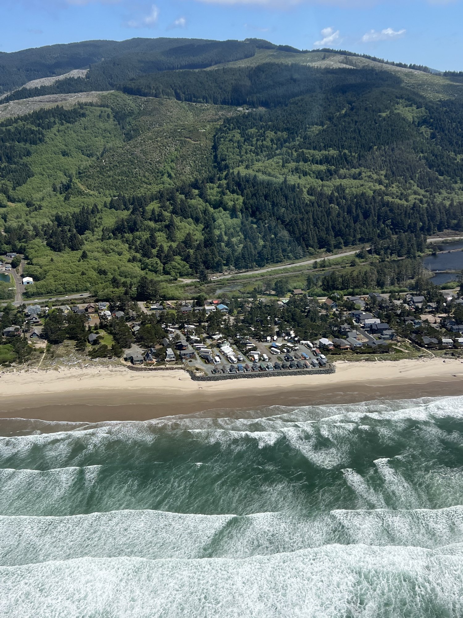 aerial view of riprap on gleneden beach