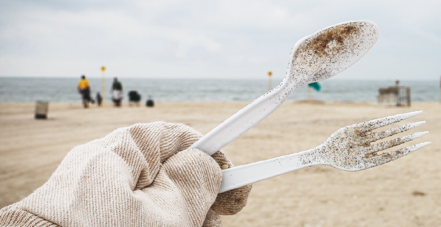 Plastic Utensils on Beach-1