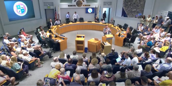 Attendees packed the city council chambers 