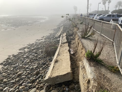 Surfer's point bike path falling into the ocean. Surfer's point bike path falling into the ocean.