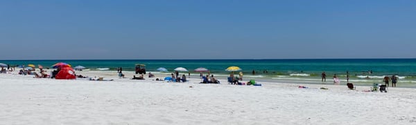 Beachgoers along Walton County, Florida shore.