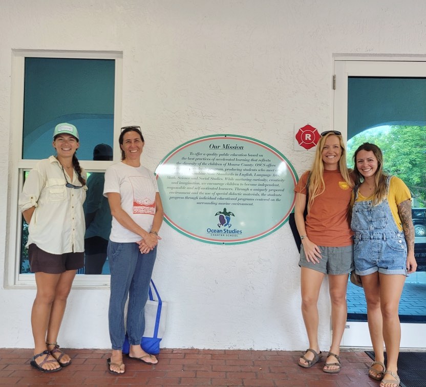 Pictured left to right: Emily (Our BWTF Coordinator), Martha (Marine Science Lead at OSCS), Whitney (Our Board Chair), and Katie (Our Board Secretary).