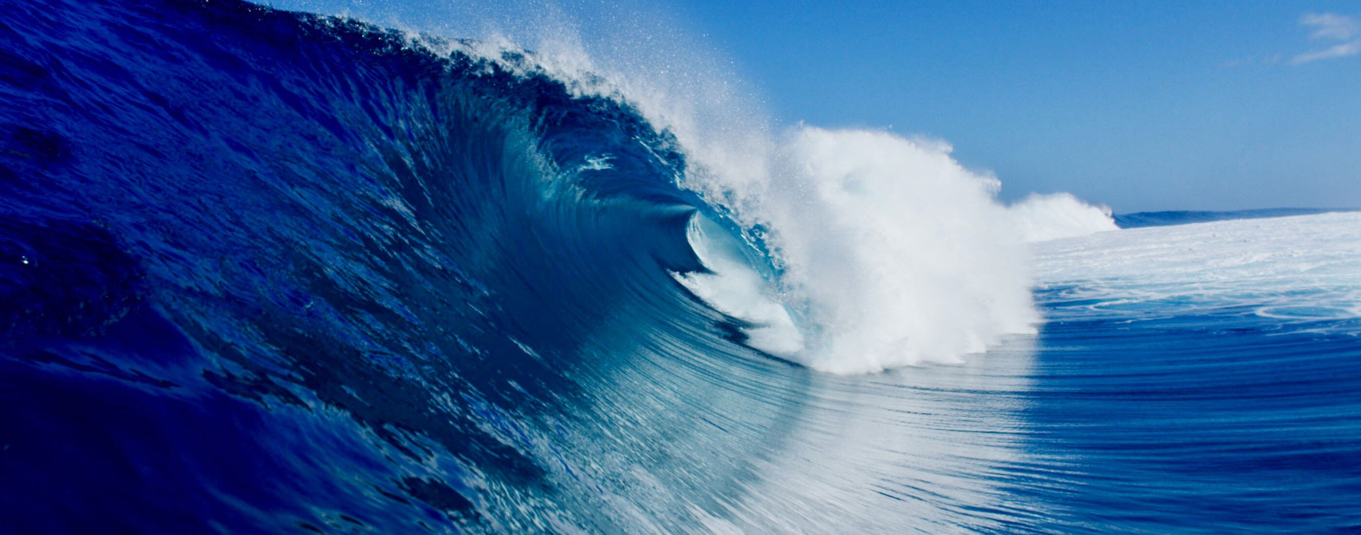 An up close view of a large ocean wave