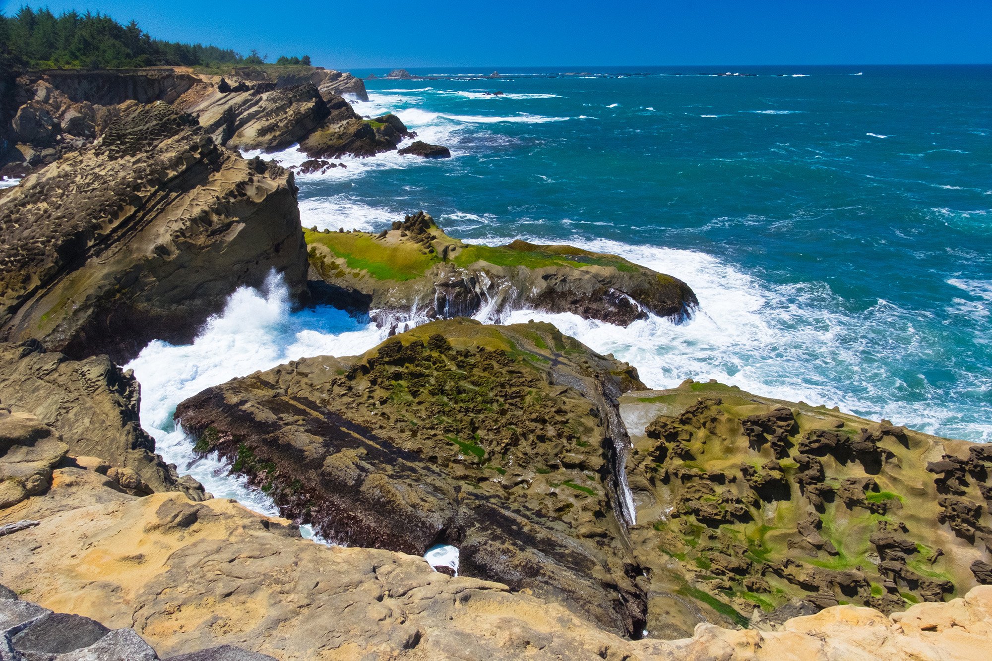 Waves crashing into the rocks at Cape Arago