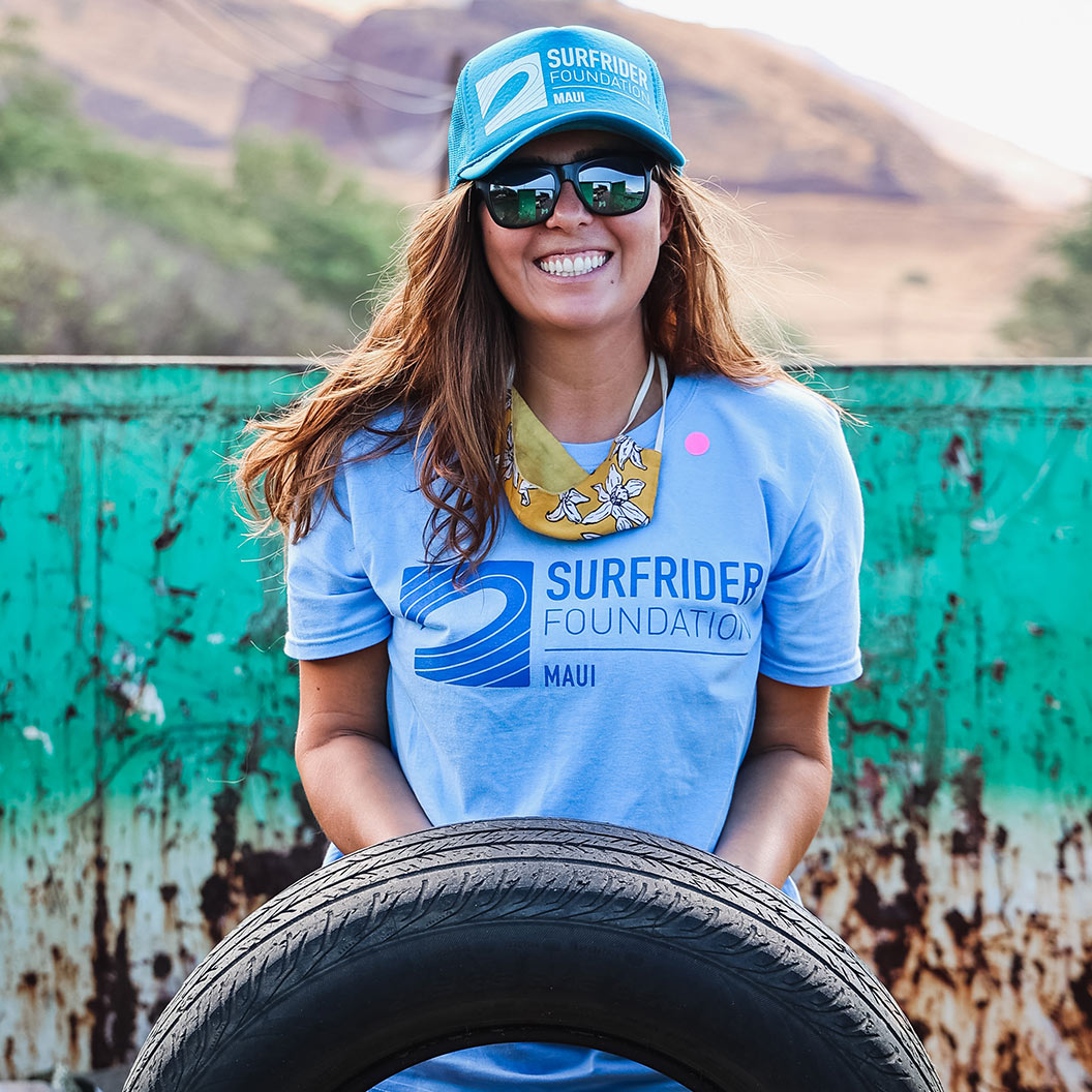 Nicole Rosen helping at a beach cleanup in Maui