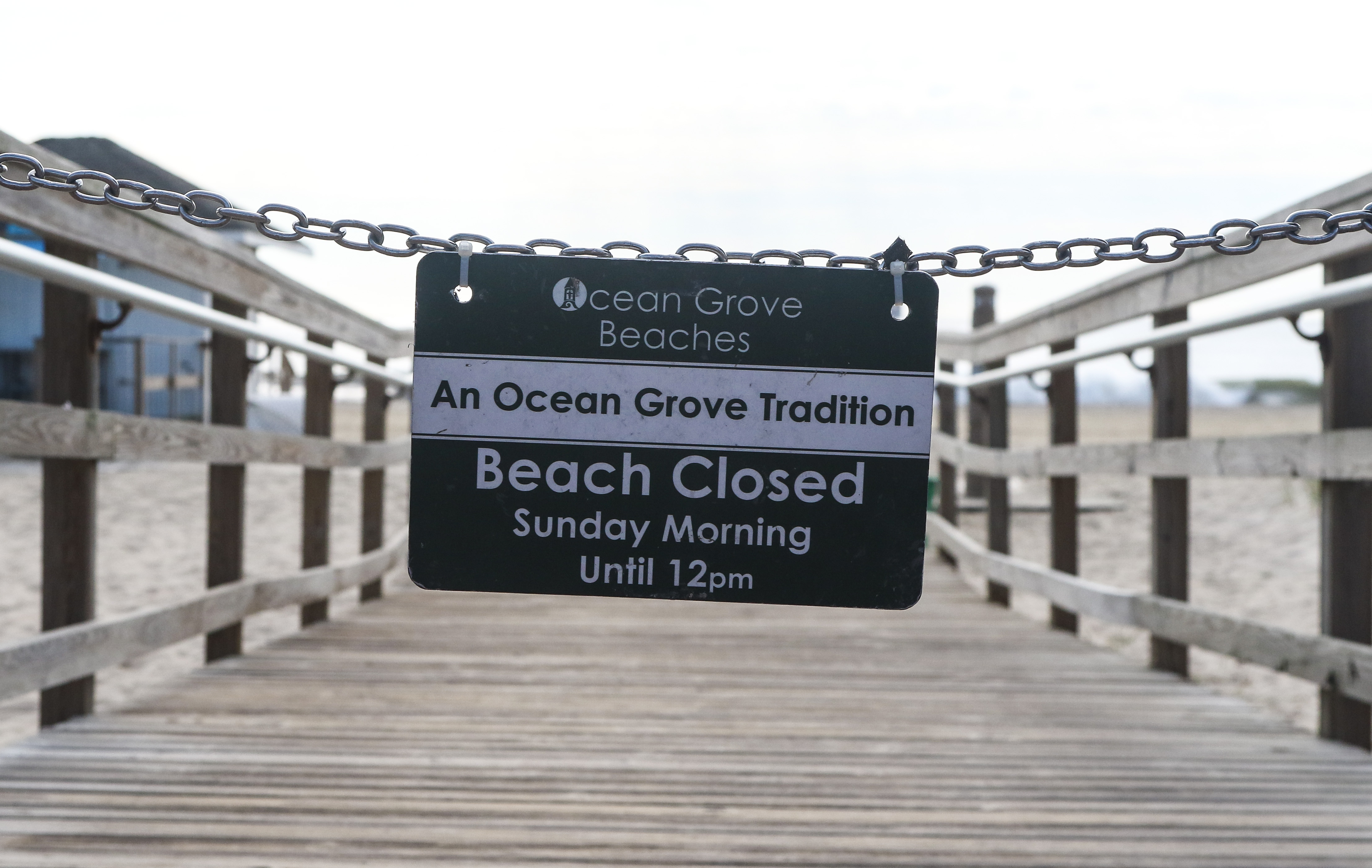 Sign at Ocean Grove Says Beach Closed