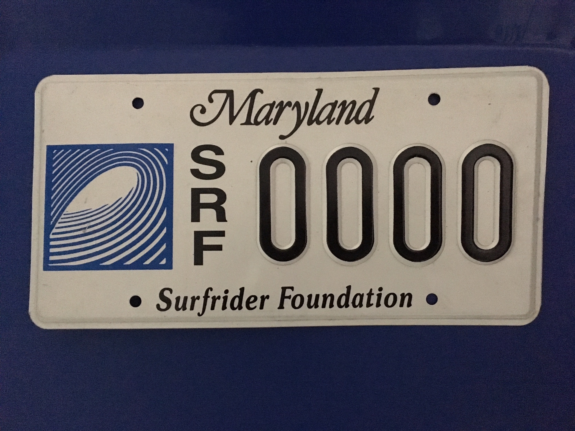 MD License Plate with Surfrider Logo