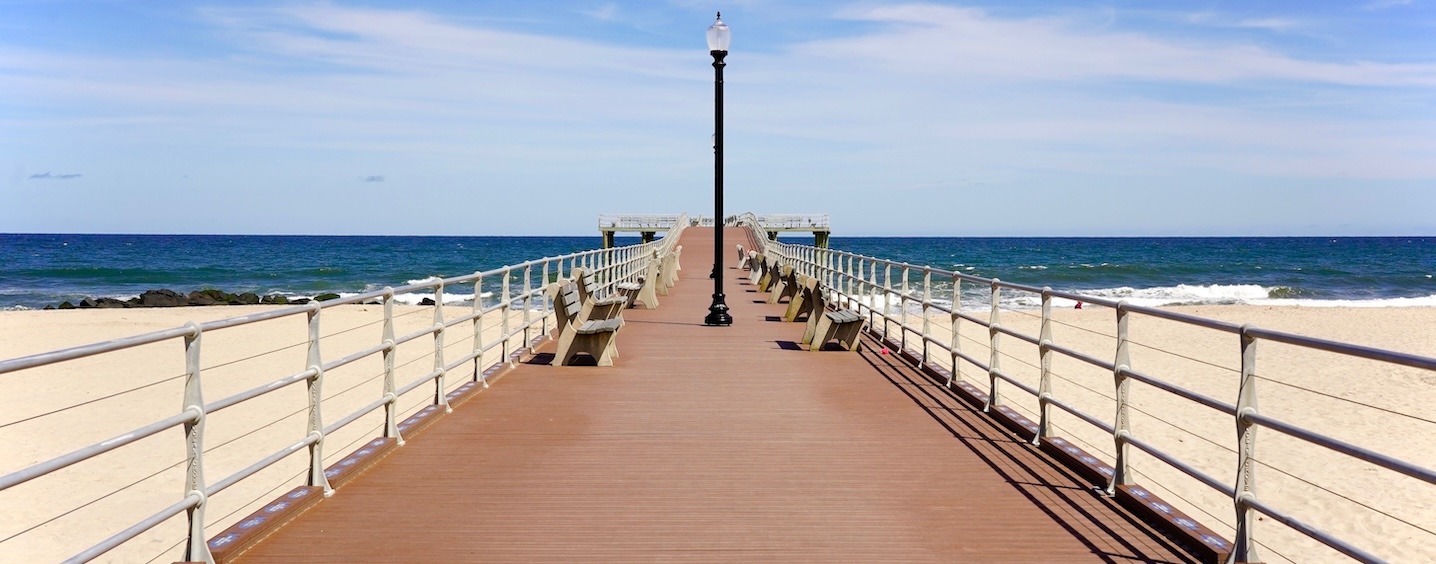 Looking towards the Atlantic Ocean and beach from the Ocean Grove Camp Meeting Association Pier.