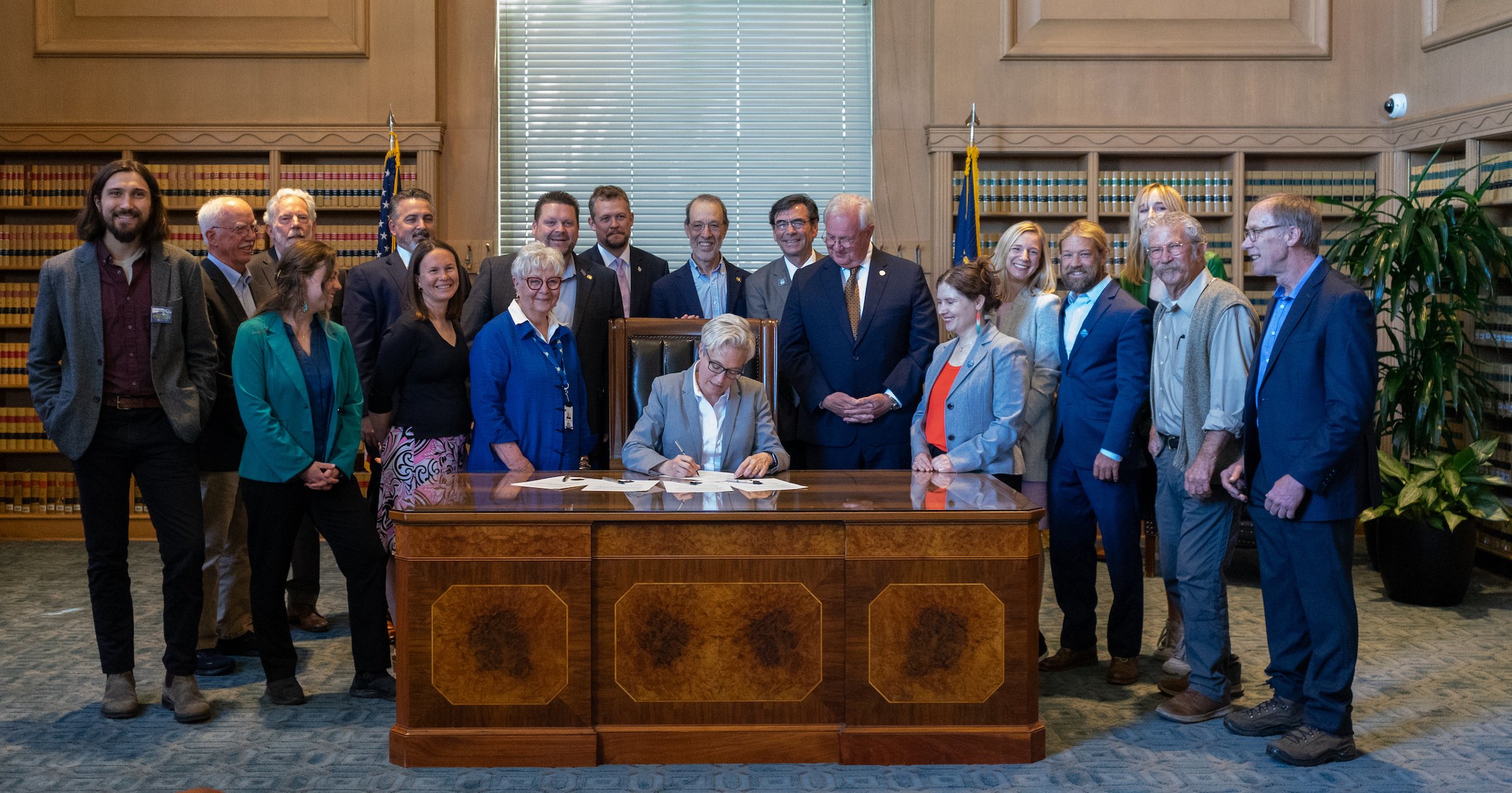 Photo of Oregon Governor Kotek signing marine reserves bill