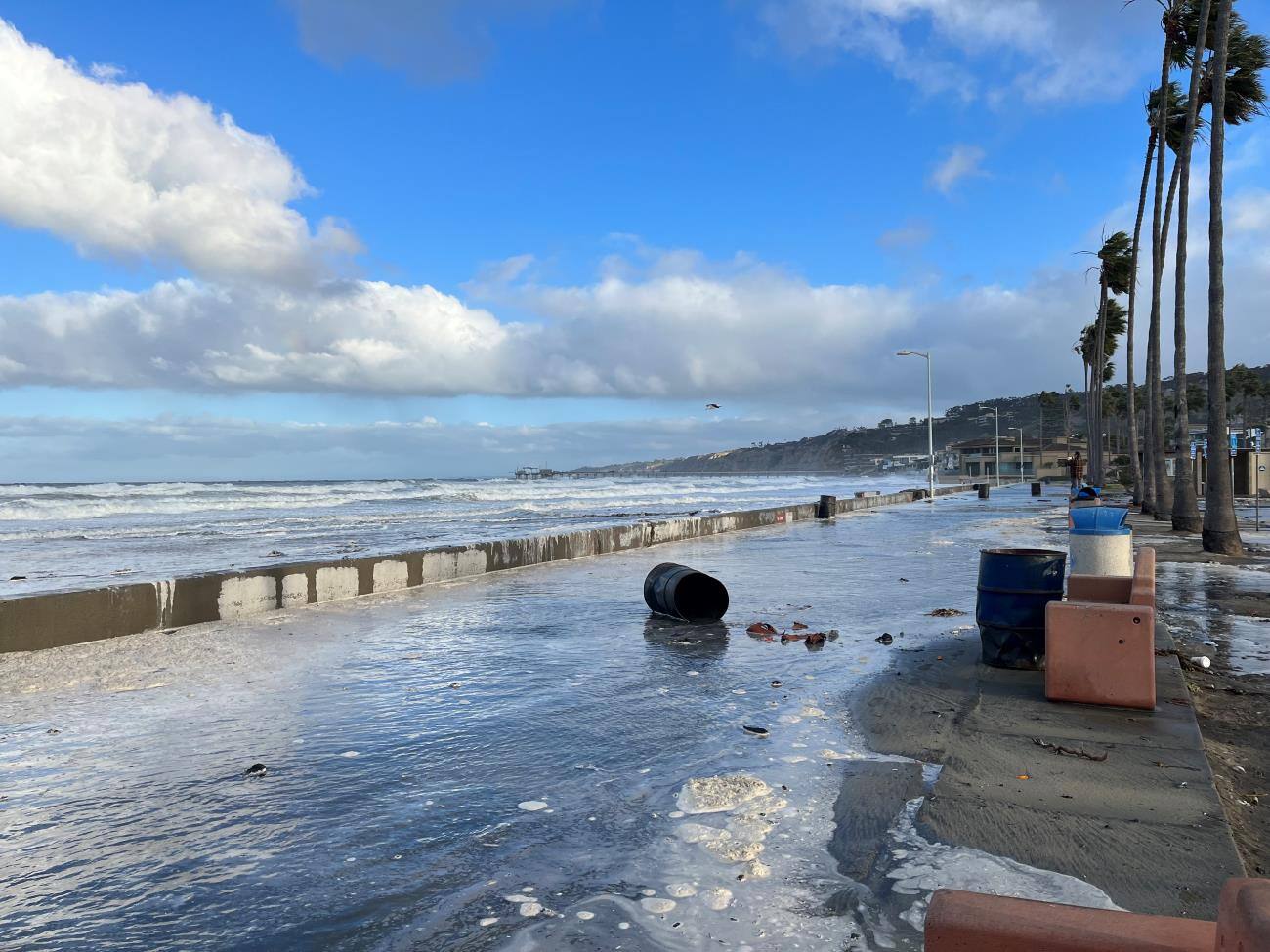 La Jolla Shores boardwalk floods during King Tides