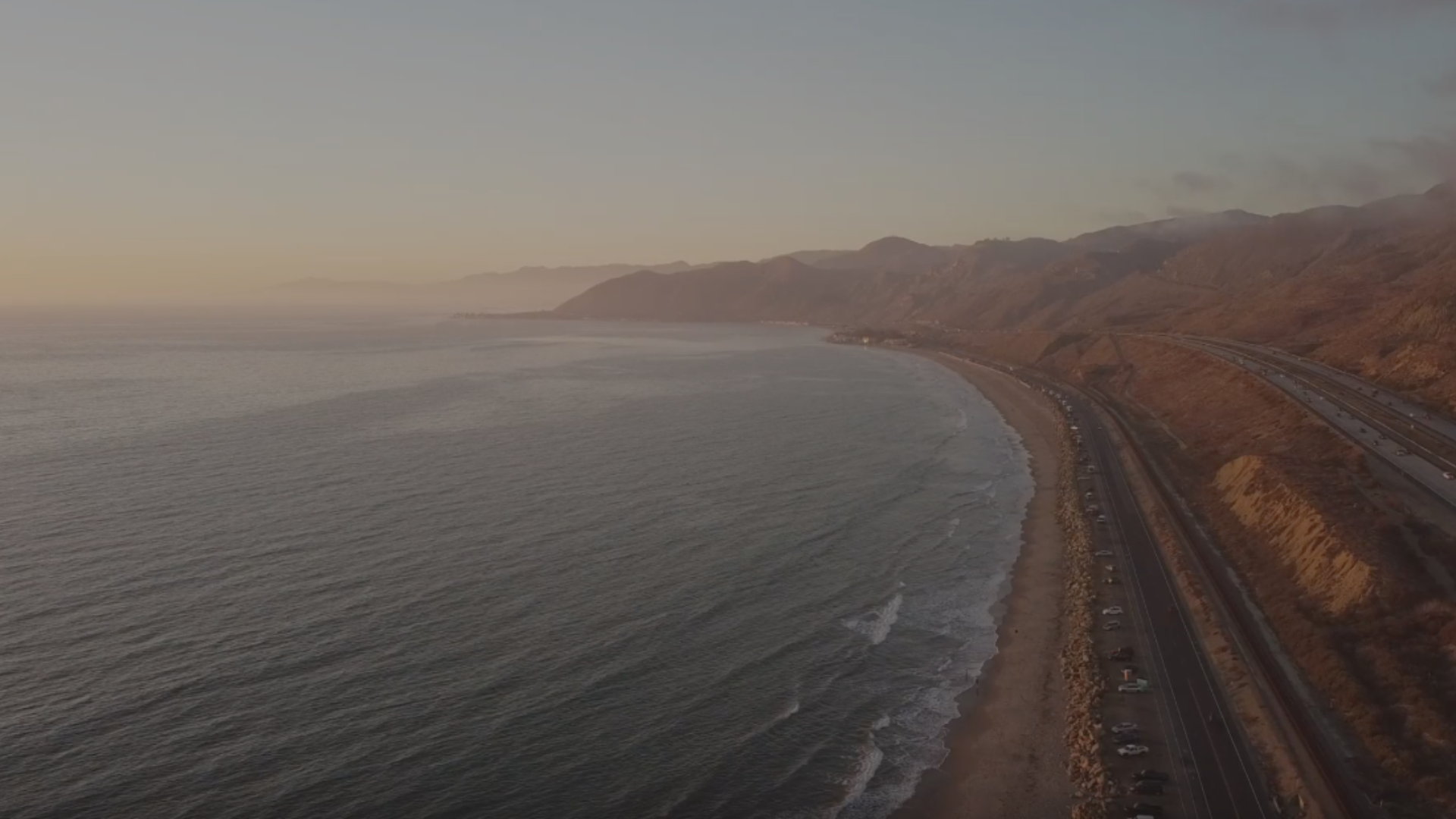 Drone image of the Rincon Parkway in north Ventura County
